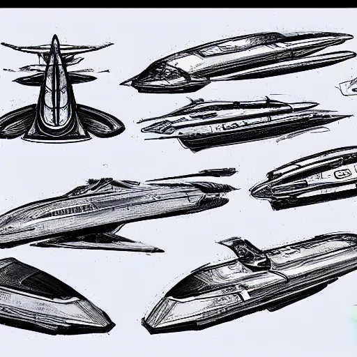 Prompt: sketches of high end spaceship