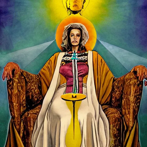 Image similar to portrait of the high priestess, Alejandro Jodorowsky's Holy Mountain, in the style of sergey piskunov