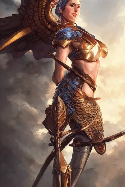 Image similar to amazon valkyrie athena, d & d, fantasy, portrait, highly detailed, headshot, digital painting, trending on artstation, concept art, sharp focus, illustration, art by artgerm and greg rutkowski and magali villeneuve