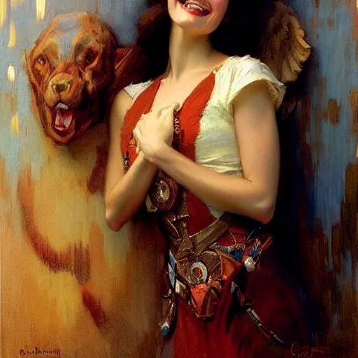 Image similar to overly attached girlfriend meme, painting by gaston bussiere, craig mullins, j. c. leyendecker