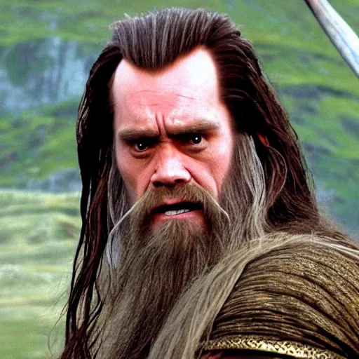 Prompt: jim carrey playing gimli in lord of the rings