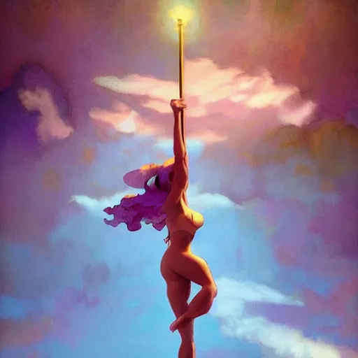 Image similar to poledancing fairie, cinematic lighting, soft bokeh, fantasy, modern, colourful, highly detailed, digital painting, artstation, deviantart, concept art, sharp focus, illustration, by Edward Hopper and Rene Magritte and Alphonse Mucha