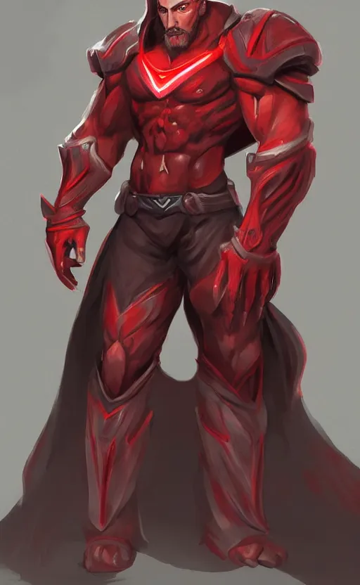 Image similar to a mindblowing red wizard, chad, handsome, super buff and cool, very detailed, sharp, matte, concept art, illustration, digital art, overwatch style, dnd, muscular, body builder