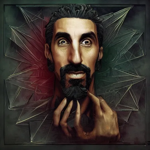 Image similar to epic album cover, serj tankian, tending on artstation, award - winning art