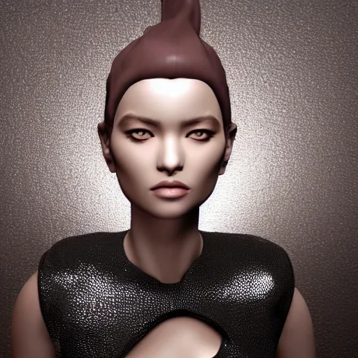 Prompt: woman made of caviar. unreal engine. hq render. high concept 4k full body.