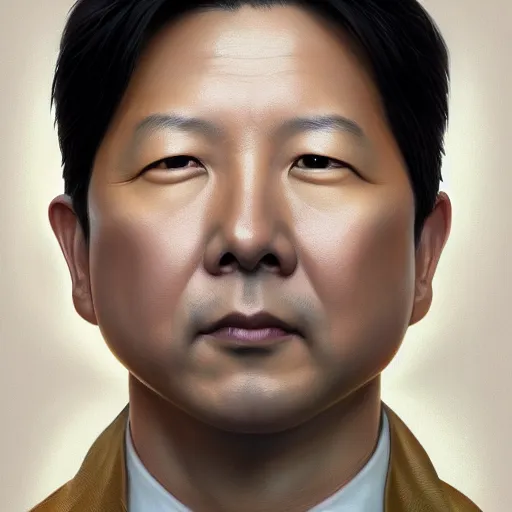 Image similar to symmetry portrait of ken jeong, intricate, elegant, highly detailed, digital painting, artstation, concept art, smooth, sharp focus, illustration, art by artgerm and greg rutkowski and alphonse mucha