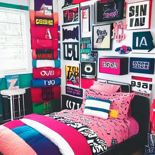 Prompt: 90s style teen's bedroom.