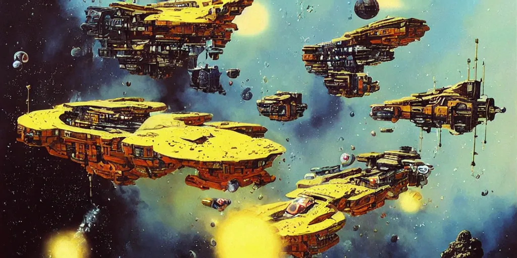 Prompt: a beautiful painting by CHRIS FOSS. Science fiction.