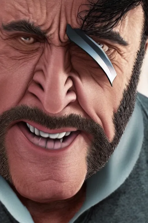 Prompt: danny devito as wolverine, close - up, sigma male, rule of thirds, award winning photo, unreal engine, studio lighting, highly detailed features, canadian city setting