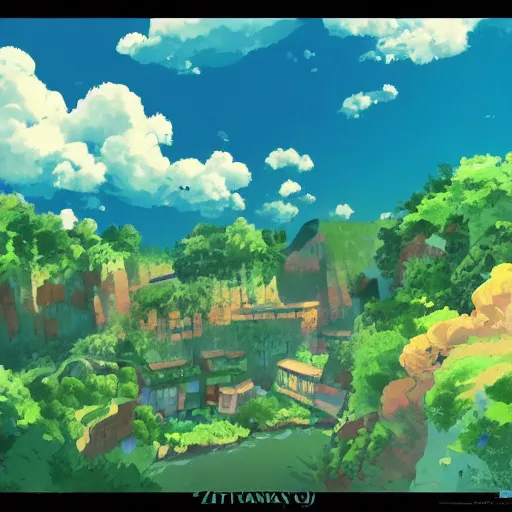 Image similar to Tour Zamansky in the style of studio ghibli, beautiful landscape, intense lighting, 8k, trending on artstation