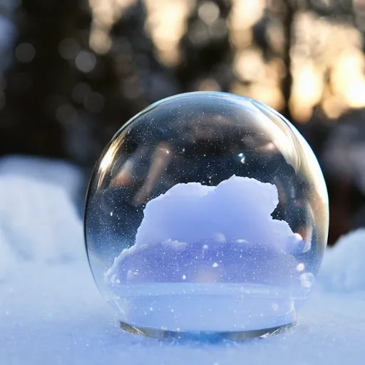 Image similar to ultra real 8 k snow globe with an amazing galaxy inside