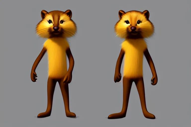 Prompt: flat 2 d : : beautiful marten character : : head torso legs feet : : lorax movie : : artstation