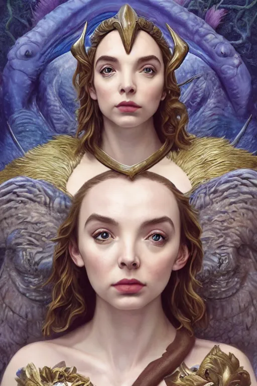 Image similar to A fantasy comic book style portrait painting of a hybrid Jodie Comer, Anya_Taylor-Joy, as a Mystical Valkyrie, Reptilian-Anubis Atlantean Warrior, François Boucher, Oil Painting, unreal 5, DAZ, hyperrealistic, octane render, Regal, Refined, Detailed Digital Art, RPG portrait, William-Adolphe Bouguereau, Michael Cheval, Walt Disney (1937), Steampunk, dynamic lighting, Highly Detailed, Cinematic Lighting, Unreal Engine, 8k, HD