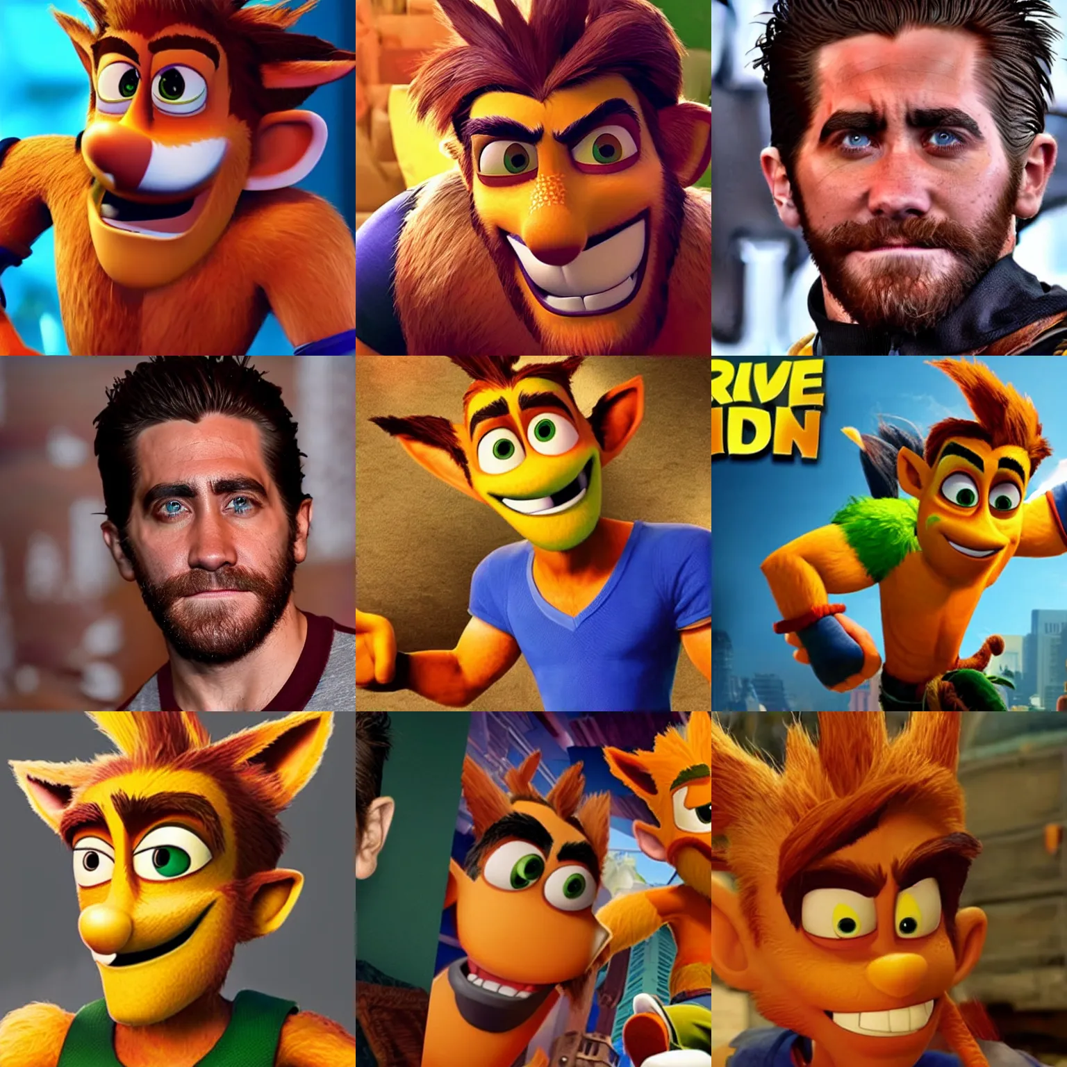 Prompt: jake gyllenhaal as crash bandicoot