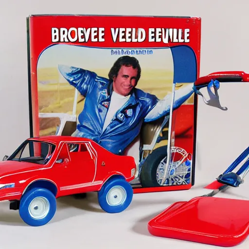 Prompt: evel knievel broken leg play set, wheelchair, crutches, by mattel, for kids, j. c. penny wish book 1 9 8 2