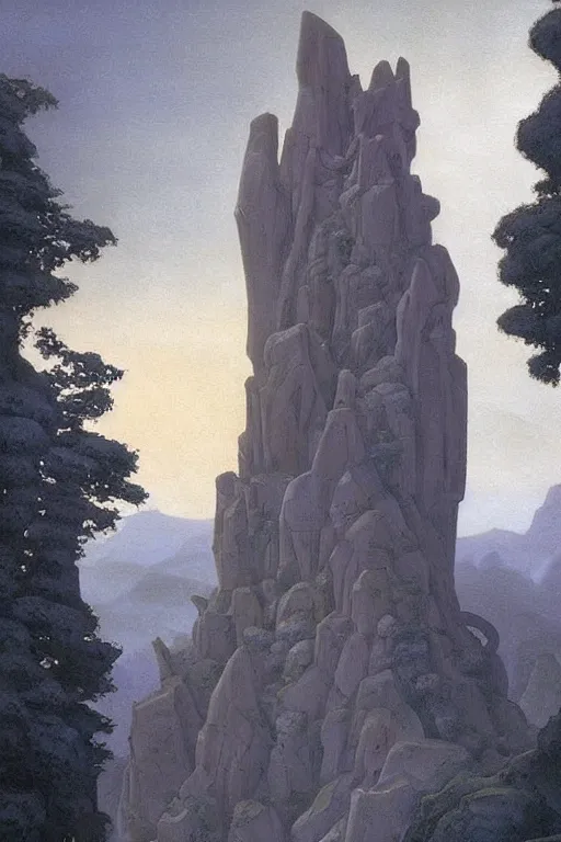 Prompt: enchanted stone tower in the mist, by Sylvain Sarrailh and Nicholas Roerich and jean delville and Tyler Edlin and William Dyce, dramatic cinematic lighting , beautiful garden, ornate carved architecture, smooth, sharp focus, extremely detailed