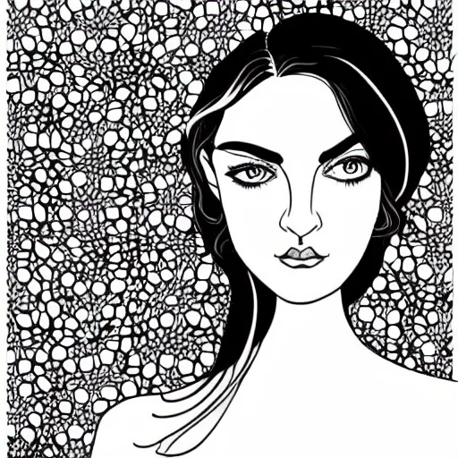 Prompt: a pretty elegant women's face in one line art style with flowers, Vika levina, Continuous line art in minimalistic style for prints