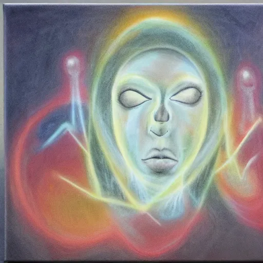 Image similar to psychedemia conference, chalk on canvas