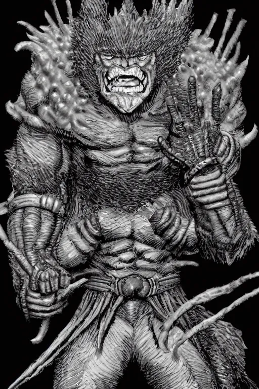 Image similar to beast man, highly detailed, digital art, sharp focus, trending on art station, kentaro miura manga art style