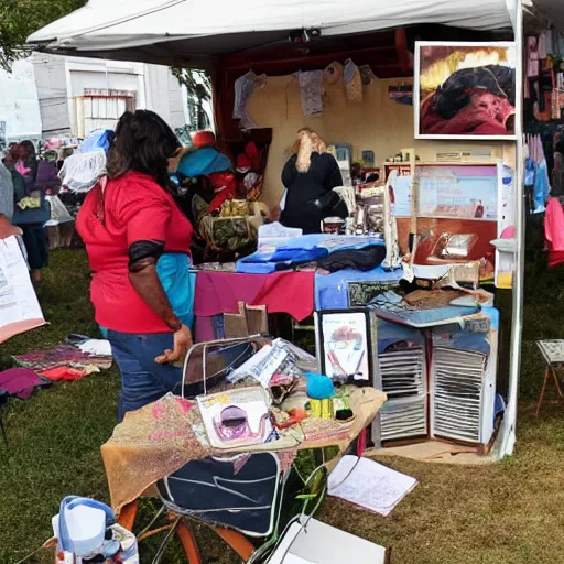 Prompt: a yard sale where people are selling human organs