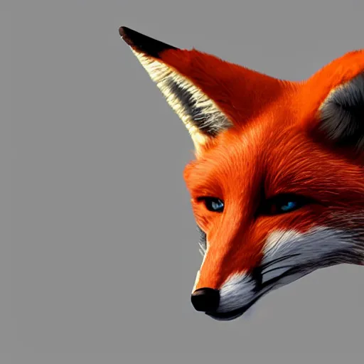 Image similar to an abstract, simplified icon depicting a fox's head, white background, elegant, award-winning, clever, render, blender, 3d