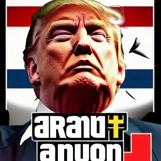 Image similar to angry donald trump. gta v cover art.