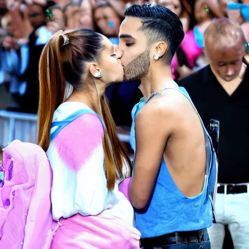 Image similar to ariana grande kissing an android on public 4k photo