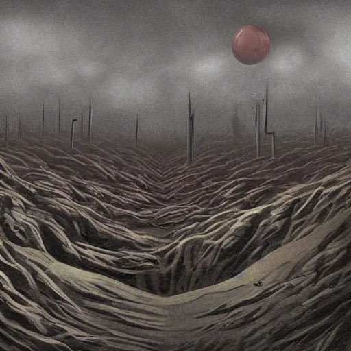 Image similar to nuclear winter, dystopian surrealism, digital painting