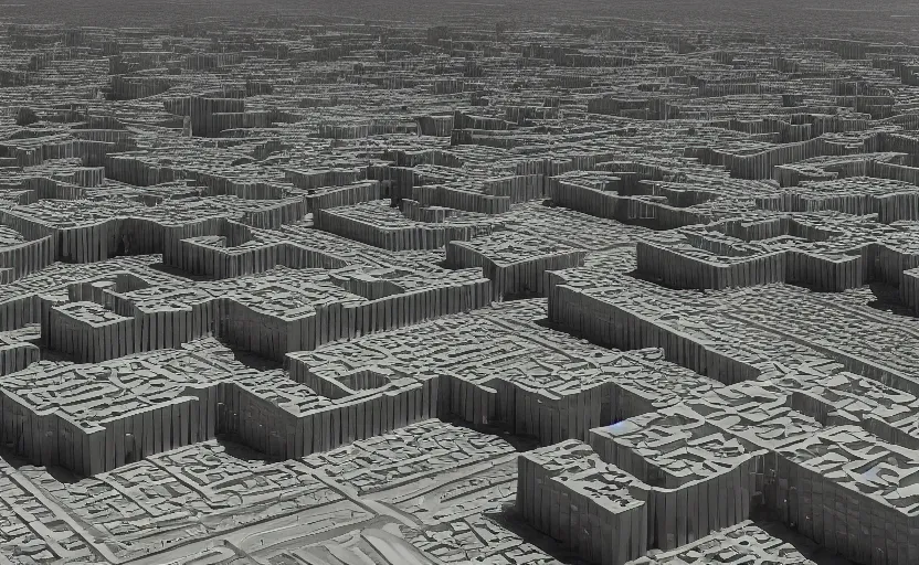 Image similar to parametric structure, residential complex with 2 towers, in the desert beside the gulf, view from above, design by peter zumthor, dezeen, architectural photography