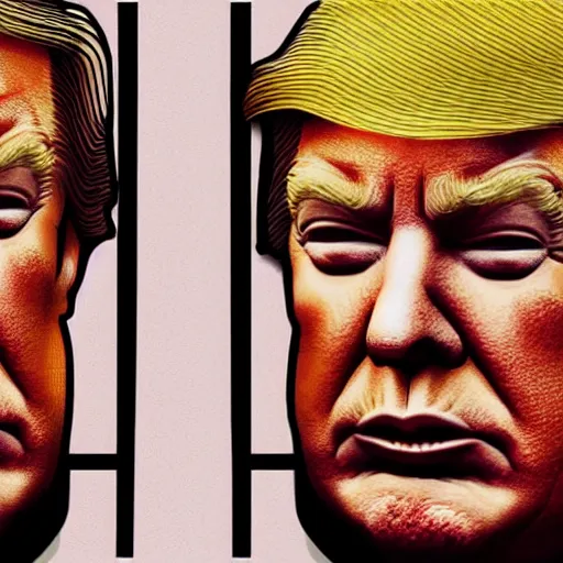 Prompt: donald trump behind bars in prison, digital art, in the style of artstation