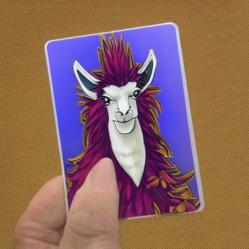 Prompt: a Yu-Gi-Oh! card with a llama