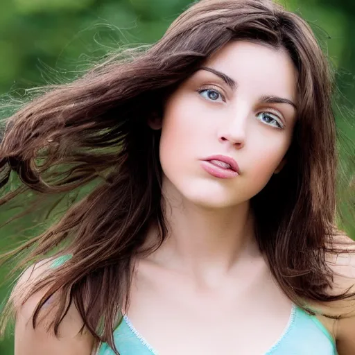 Image similar to face of a young brunette woman with hooknose