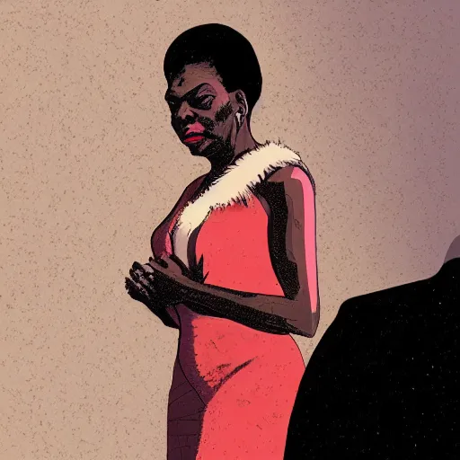 Prompt: portrait of nina simone by petros afshar, hyper real, laurie greasley, jc leyendecker and singer sargent