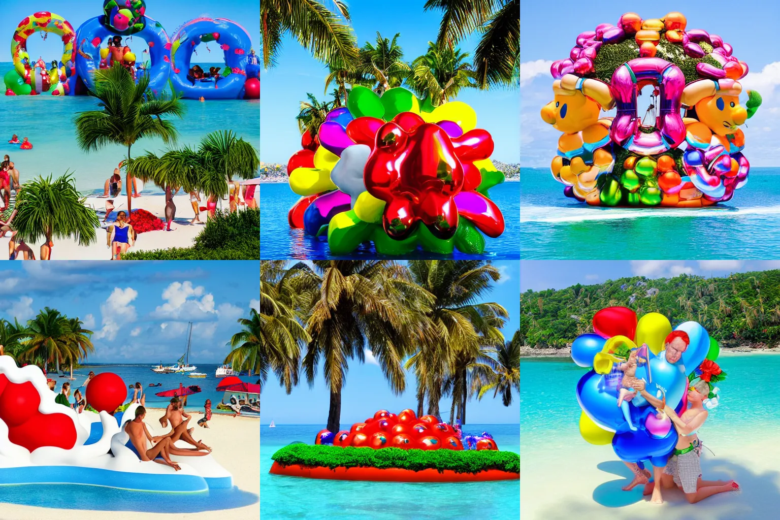 Prompt: Holiday island, style of Jeff Koons