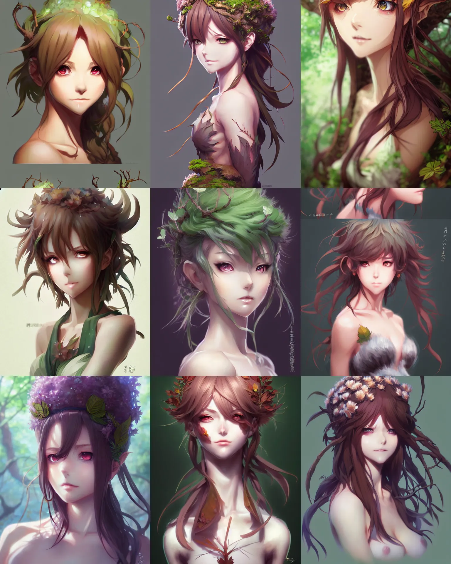 Prompt: character concept art of an anime dryad | | cute pretty face, realistic shaded perfect face, fine details by antilous chao, stanley artgerm lau, wlop, rossdraws, marc simonetti, and sakimichan, tranding on artstation