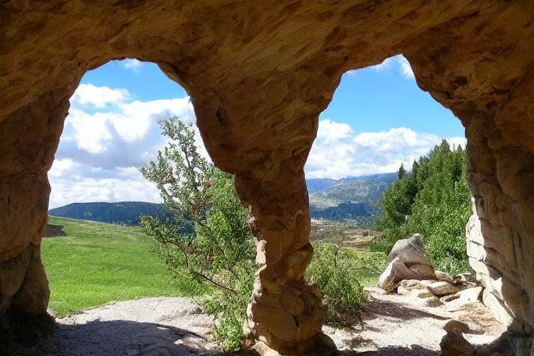 Image similar to 📷 A beautiful looking nature scene seen through an natural arch of stone ✨