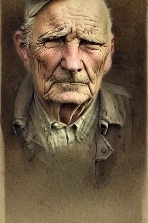 Image similar to ( ( ( ( ( 1 9 5 0 s retro future middle age sad farmer face portrait. muted colors. ) ) ) ) ) by jean - baptiste monge!!!!!!!!!!!!!!!!!!!!!!!!!!!!!!