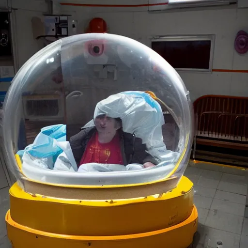 Image similar to a worm that makes people feel sad being transported in an isolator bubble