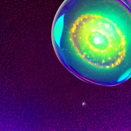 Image similar to spiral galaxy in a bubble, octane render, HD, volumetric lighting, high details