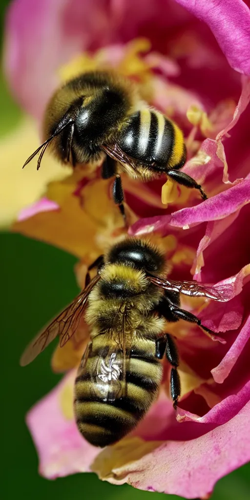 Image similar to fat bee sleeping inside a rose flower catalogue diagram scientific photography