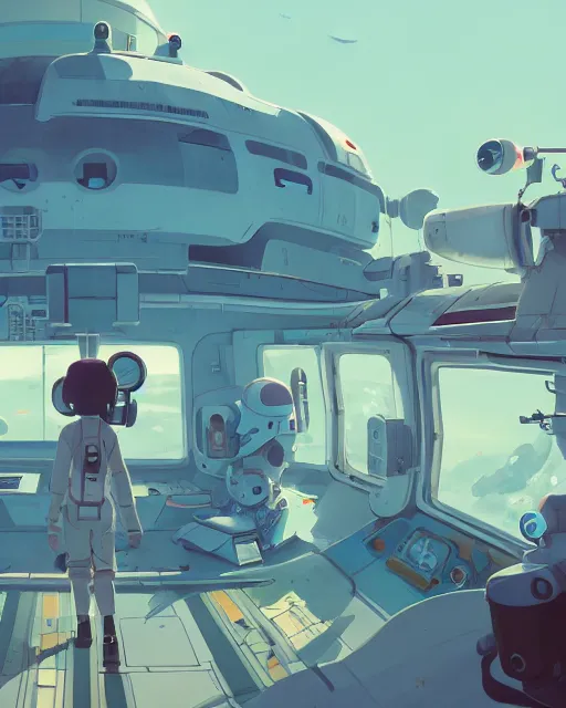 Image similar to landing on the space station settlement, cory loftis, james gilleard, atey ghailan, makoto shinkai, goro fujita, studio ghibli, rim light, exquisite lighting, clear focus, very coherent, plain background, soft painting