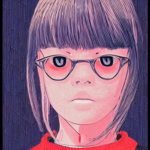 Image similar to a portrait of a girl by inio asano, hiroyuki takahashi color scheme