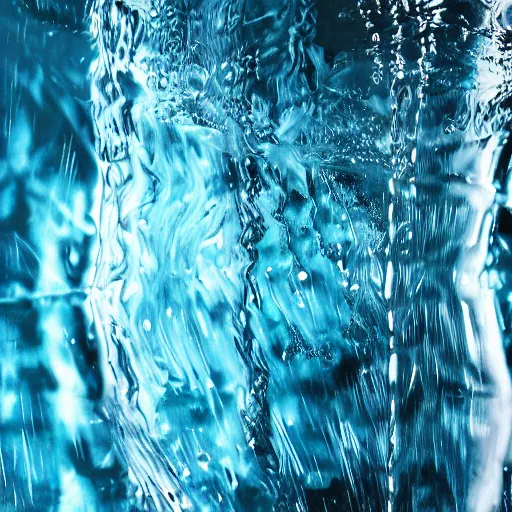 Image similar to water artwork manipulation inside the shape of an upside - down triangle under a waterfall, ray tracing, realistic water, focus, long shot, 8 k resolution, cinematic, water art photoshop