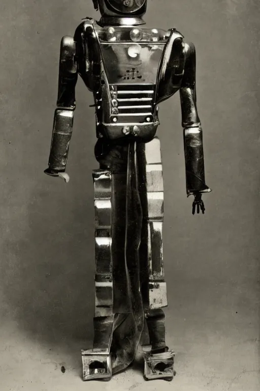 Prompt: silver gelatin photo of a robot dressed as a southern gentleman 1 8 5 0 s