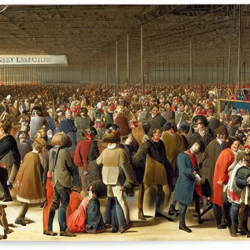 Image similar to the crowds at the black friday sales at walmart, intricate, highly detailed, sharp focus, art by jacque - louis david