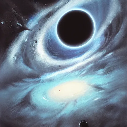 Prompt: man falling in a black hole, oil painting, pale colors, high detail, 8 k, wide angle, trending on artstation,