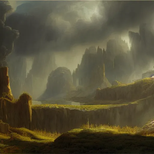 Prompt: A beautiful highly detailed matte painting of a fantasy landscape, by Caspar Friedrich, Trending on artstation