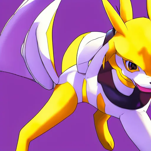 Image similar to Renamon from Digimon, key art, artstation, dynamic lighting