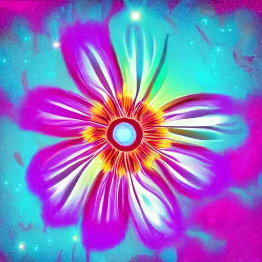 Prompt: A beautiful looking glowing flower, digital art