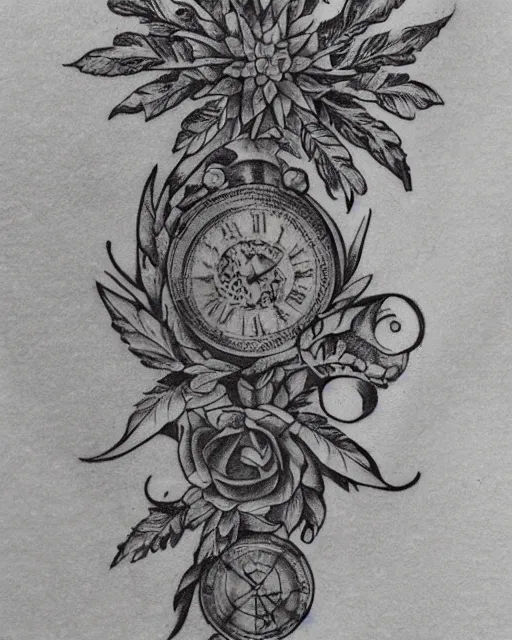 Prompt: renaissance tattoo design, hyper - realistic, in the style of tony santos